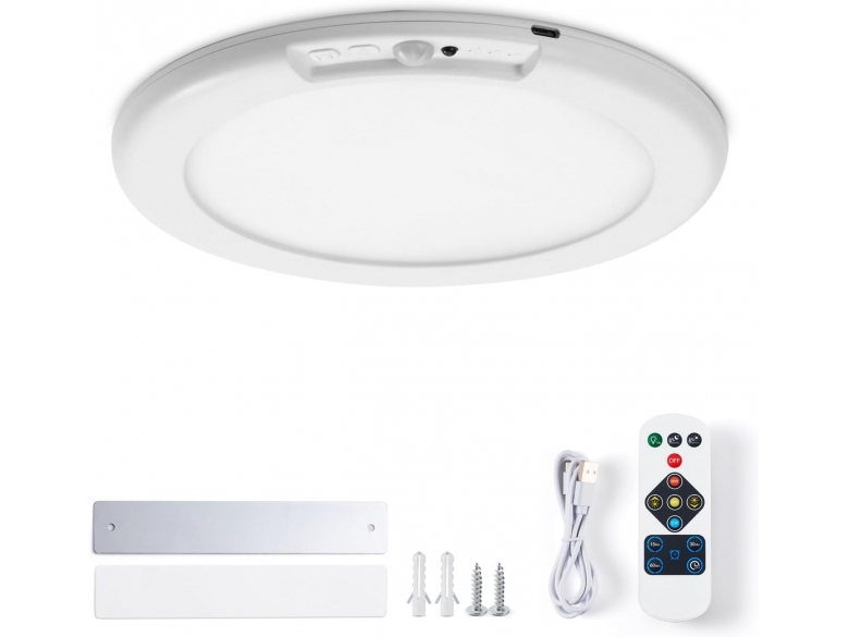 Akku Deckenlampe mit Bewegungsmelder, 6000mAh Aufladbar Batterie Deckenleuchte m