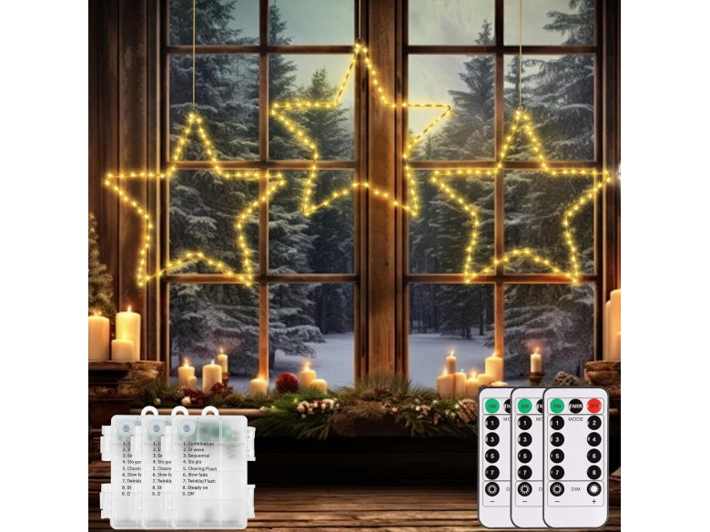 3 Stck LED Stern Lichter Weihnachtsdeko Fenster, 180 LED Sterne  Weihnachtsbeleu | eBay.de